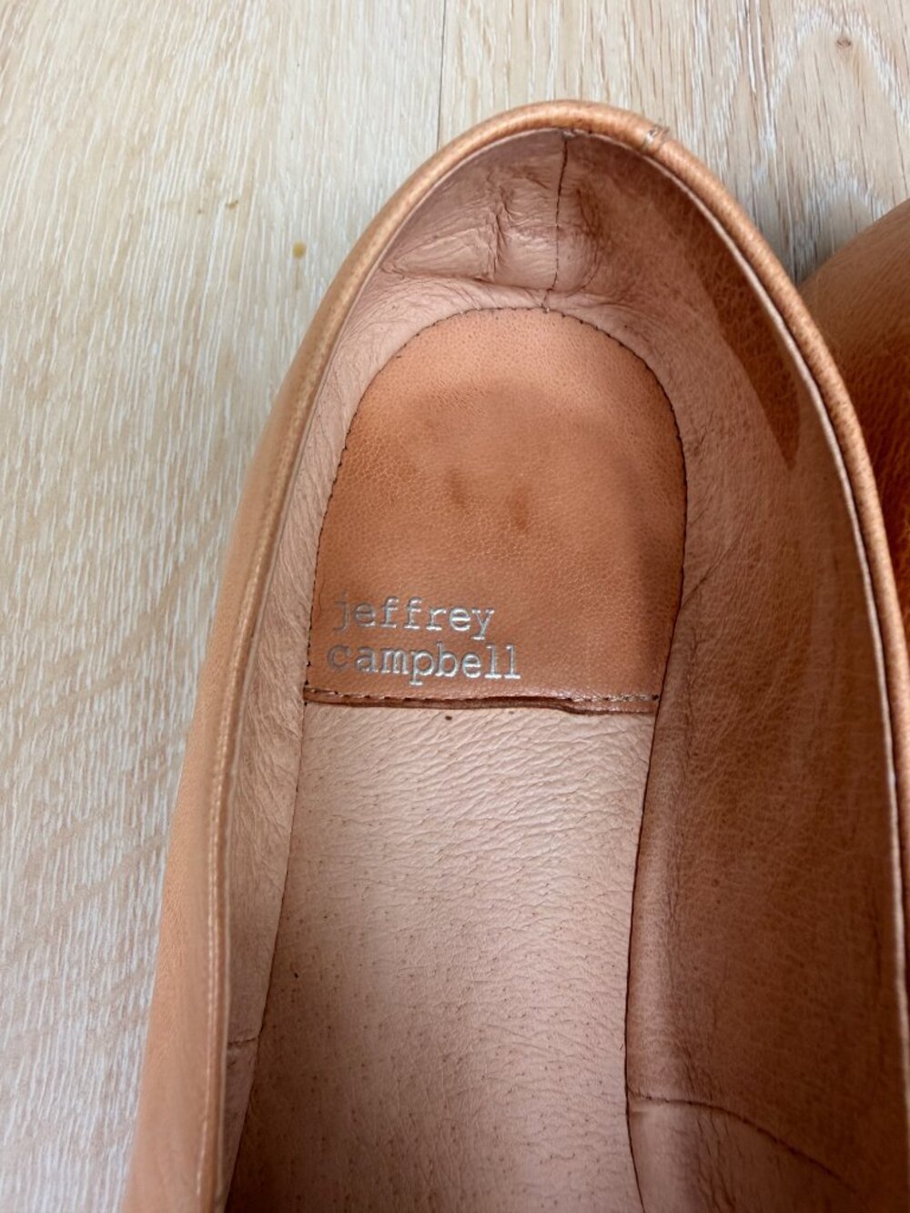 Jeffrey Campbell Fathom Square Toe Leather Ballet Flats Apricot Tan 8.5 - Picture 10 of 10